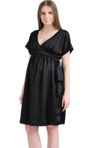 Maternity Empire-Waist Black Dress ...